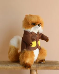 Hansa Fox With Brown Jacket Stuffed Animal