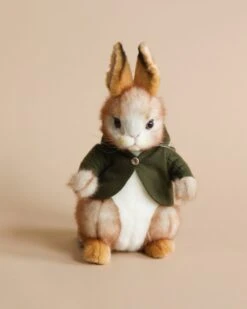 Hansa Bunny With Green Jacket Stuffed Animal